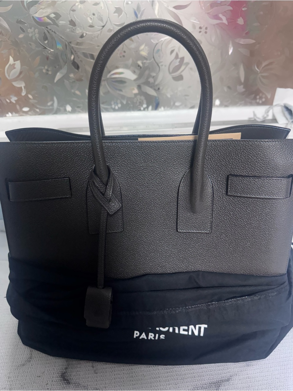Saint Laurent Black Leather Tote Bag